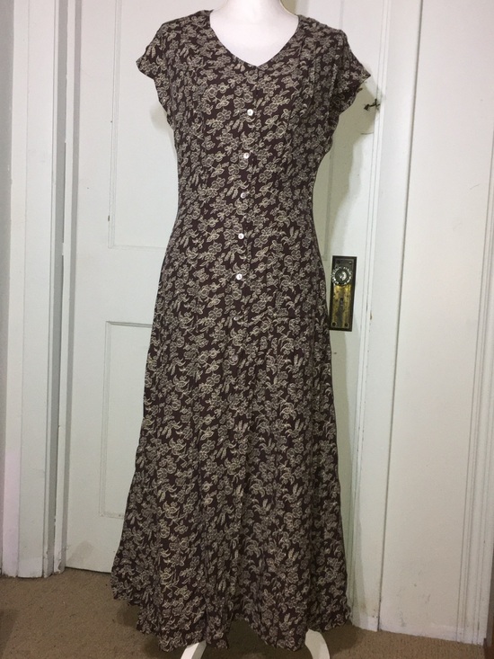 GAP Dresses & Skirts - GAP Brown Maxi Dress with Cream Floral Print